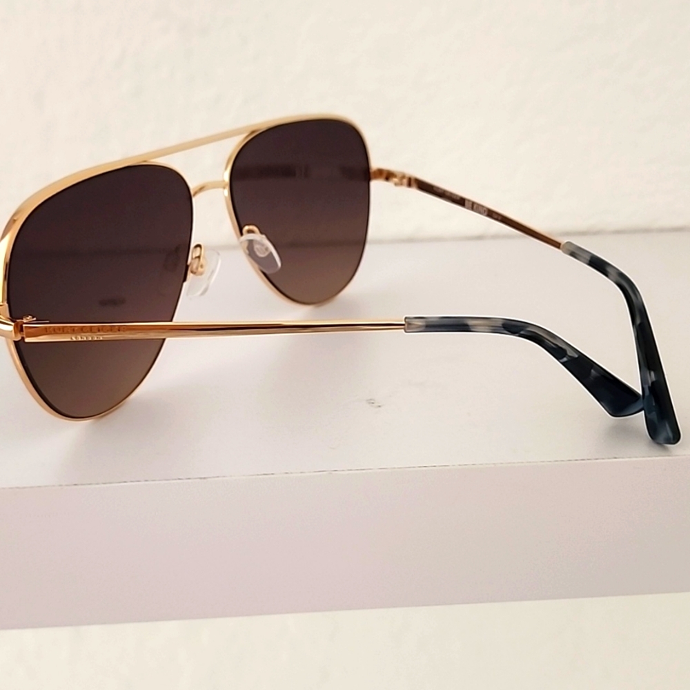 Kurt Geiger Women's New London 64mm Gold Blue Havana/Brown Aviator Sunglasses. - Picture 4 of 10
